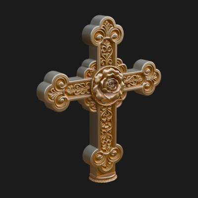 Carved Relief Wall Cross Design 26 3D Print Model