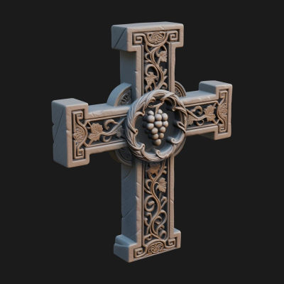 Carved Relief Wall Cross Design 261 3D Print Model