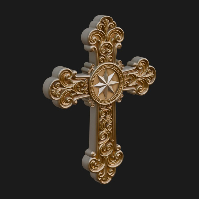 Carved Relief Wall Cross Design 262 3D Print Model
