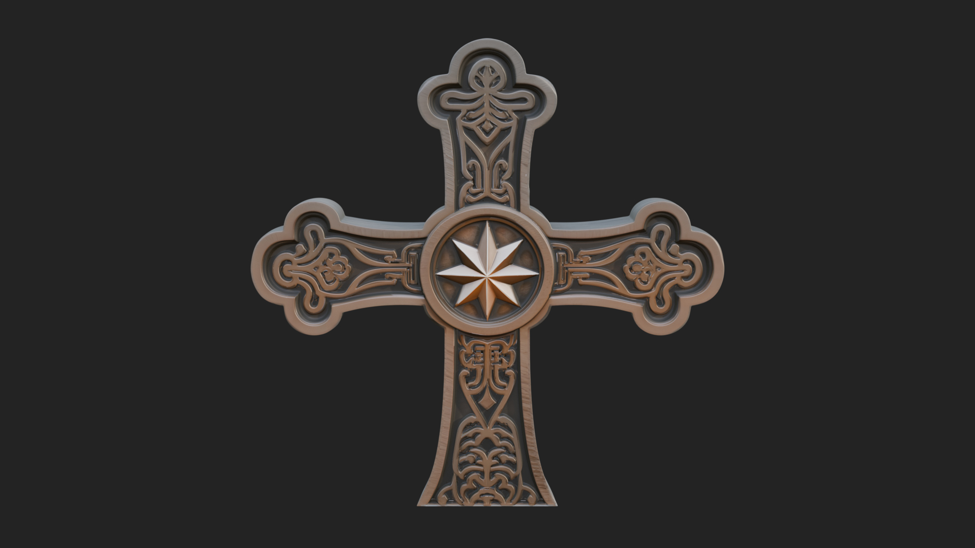 Carved Relief Wall Cross Design 263 3D Print Model 3D Model