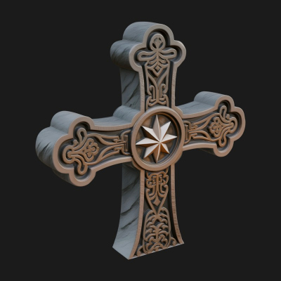 Carved Relief Wall Cross Design 263 3D Print Model