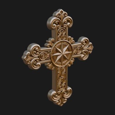 Carved Relief Wall Cross Design 265 3D Print Model