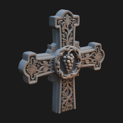 Carved Relief Wall Cross Design 266 3D Print Model