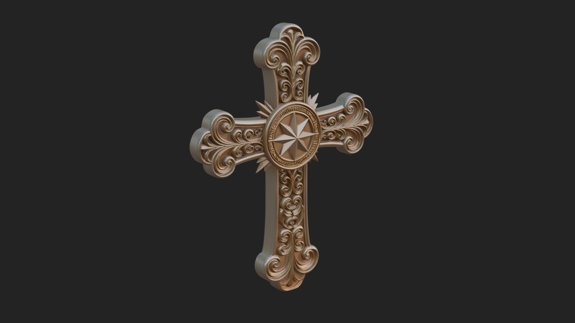 Carved Relief Wall Cross Design 267 3D Print Model 3D Model