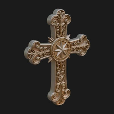 Carved Relief Wall Cross Design 267 3D Print Model