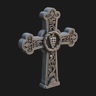 Carved Relief Wall Cross Design 268 3D Print Model