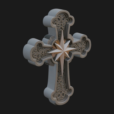 Carved Relief Wall Cross Design 269 3D Print Model