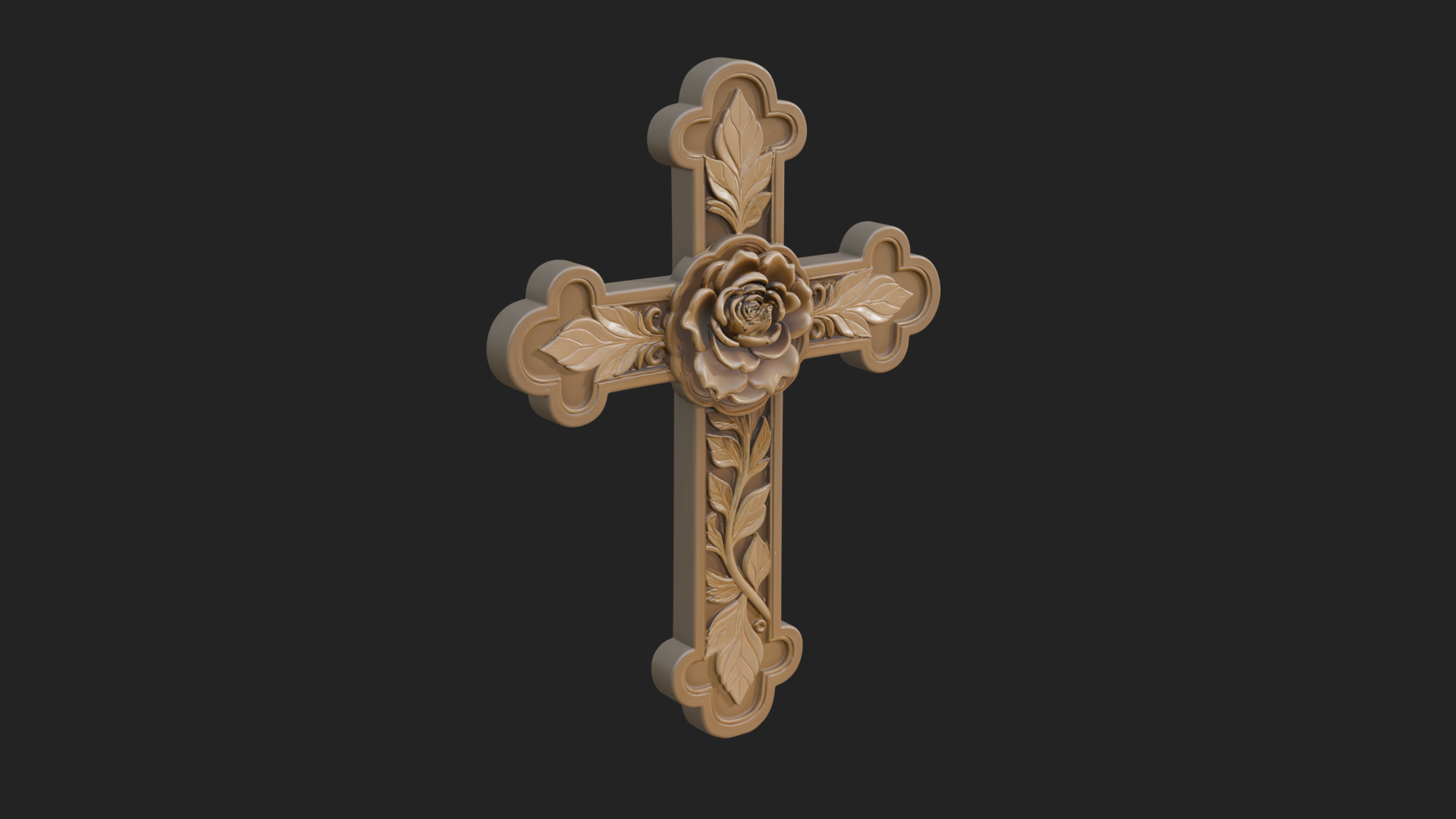 Carved Relief Wall Cross Design 27 3D Print Model 3D Model