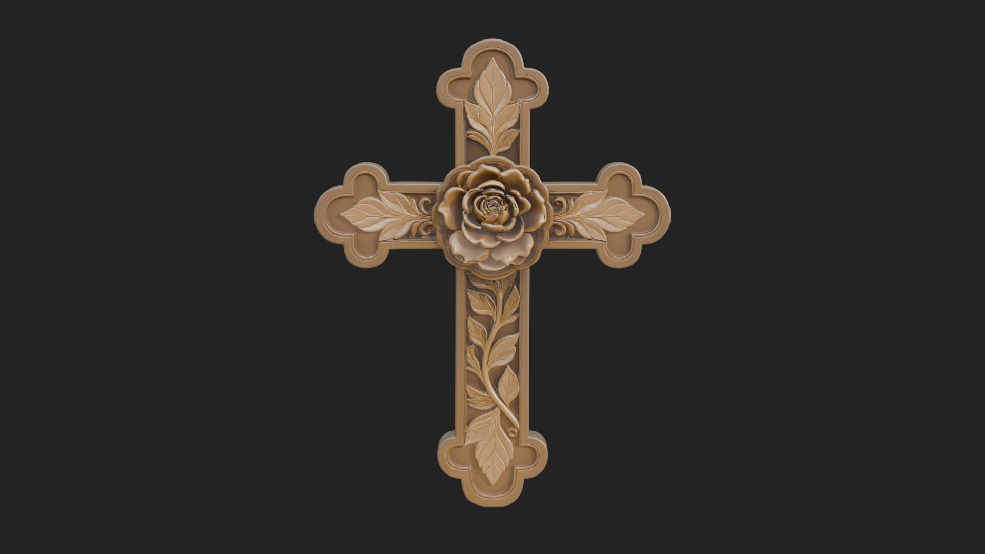 Carved Relief Wall Cross Design 27 3D Print Model 3D Model