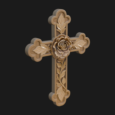 Carved Relief Wall Cross Design 27 3D Print Model