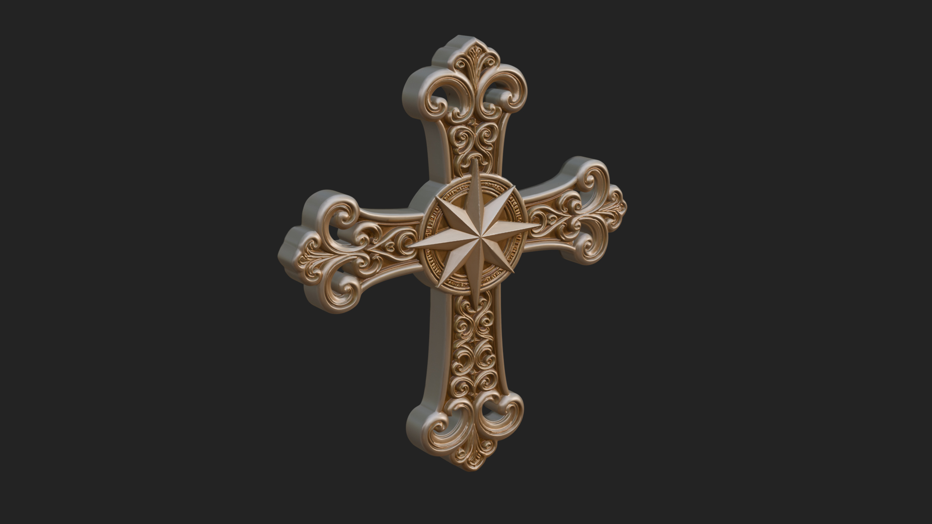 Carved Relief Wall Cross Design 270 3D Print Model 3D Model