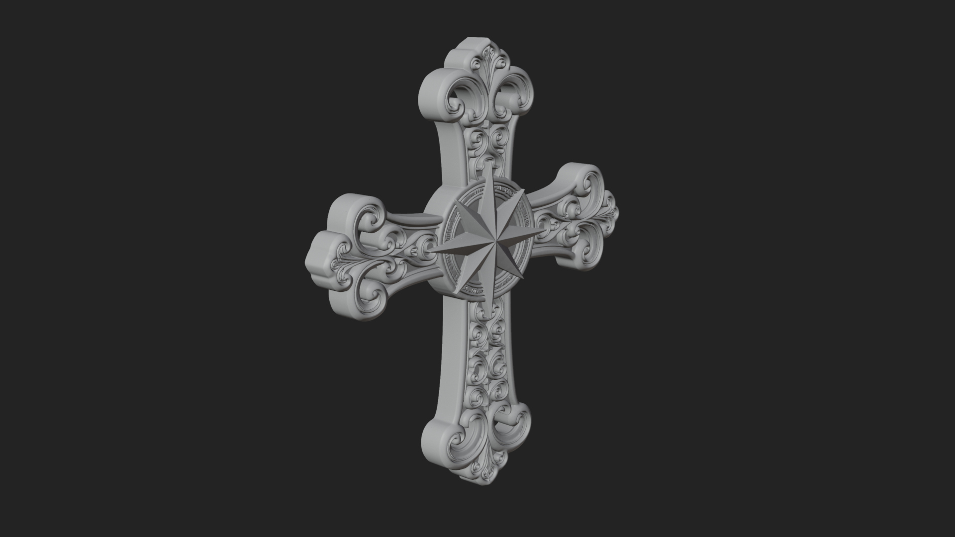 Carved Relief Wall Cross Design 270 3D Print Model 3D Model