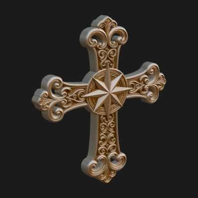 Carved Relief Wall Cross Design 270 3D Print Model