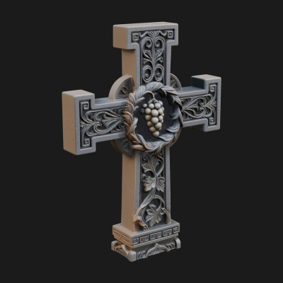 Carved Relief Wall Cross Design 271 3D Print Model