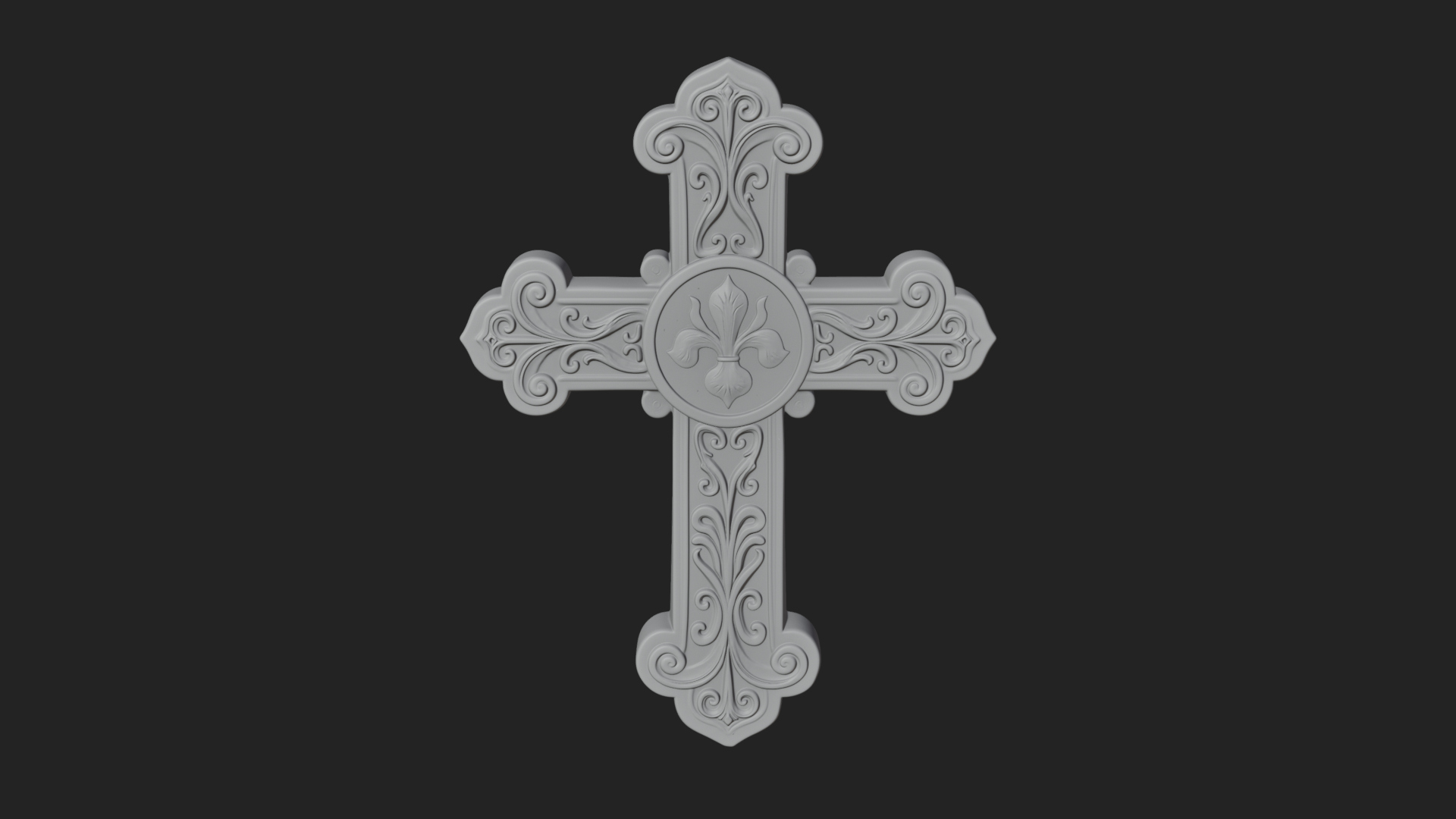 Carved Relief Wall Cross Design 273 3D Print Model 3D Model