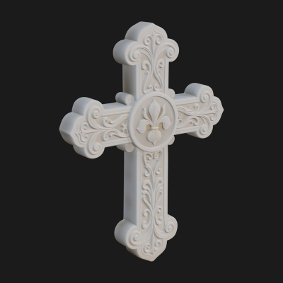 Carved Relief Wall Cross Design 273 3D Print Model