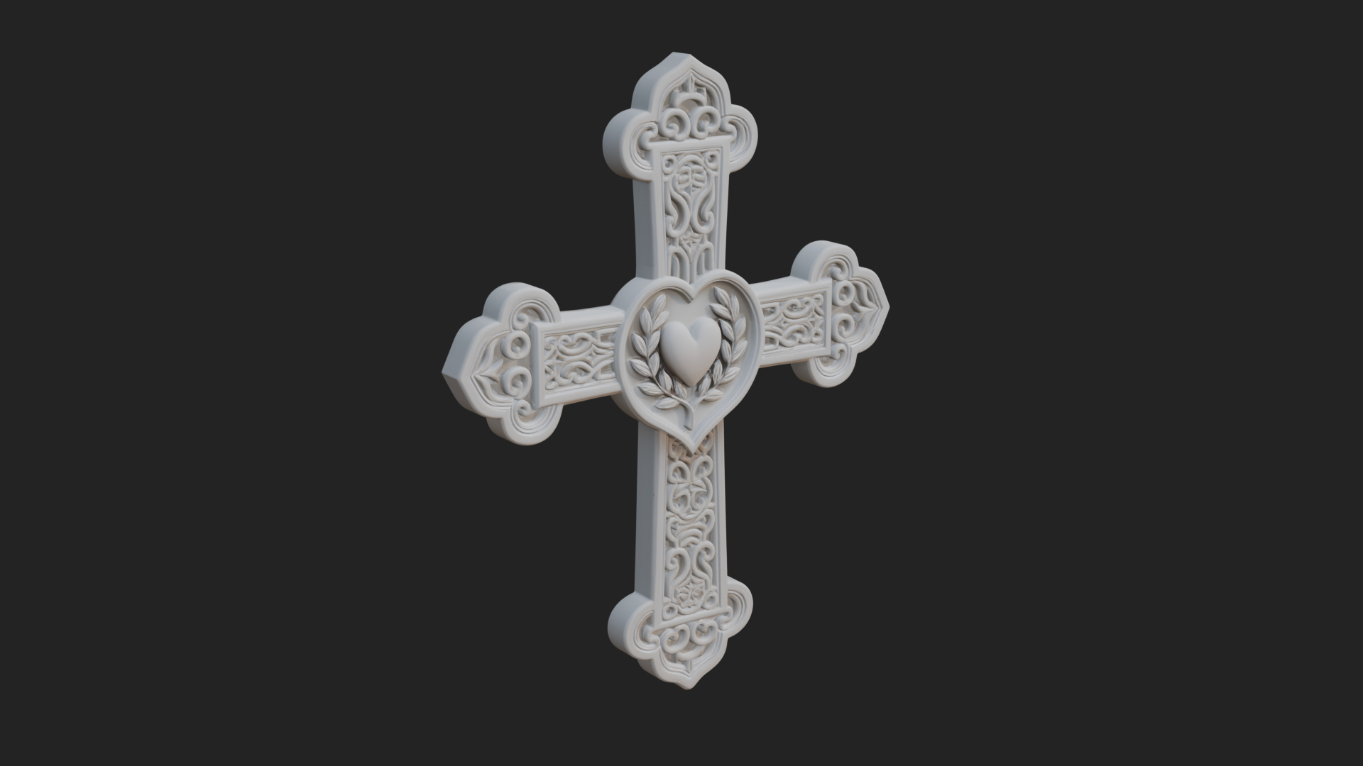 Carved Relief Wall Cross Design 274 3D Print Model 3D Model