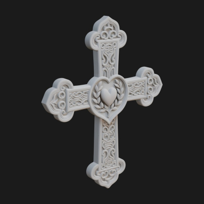 Carved Relief Wall Cross Design 274 3D Print Model