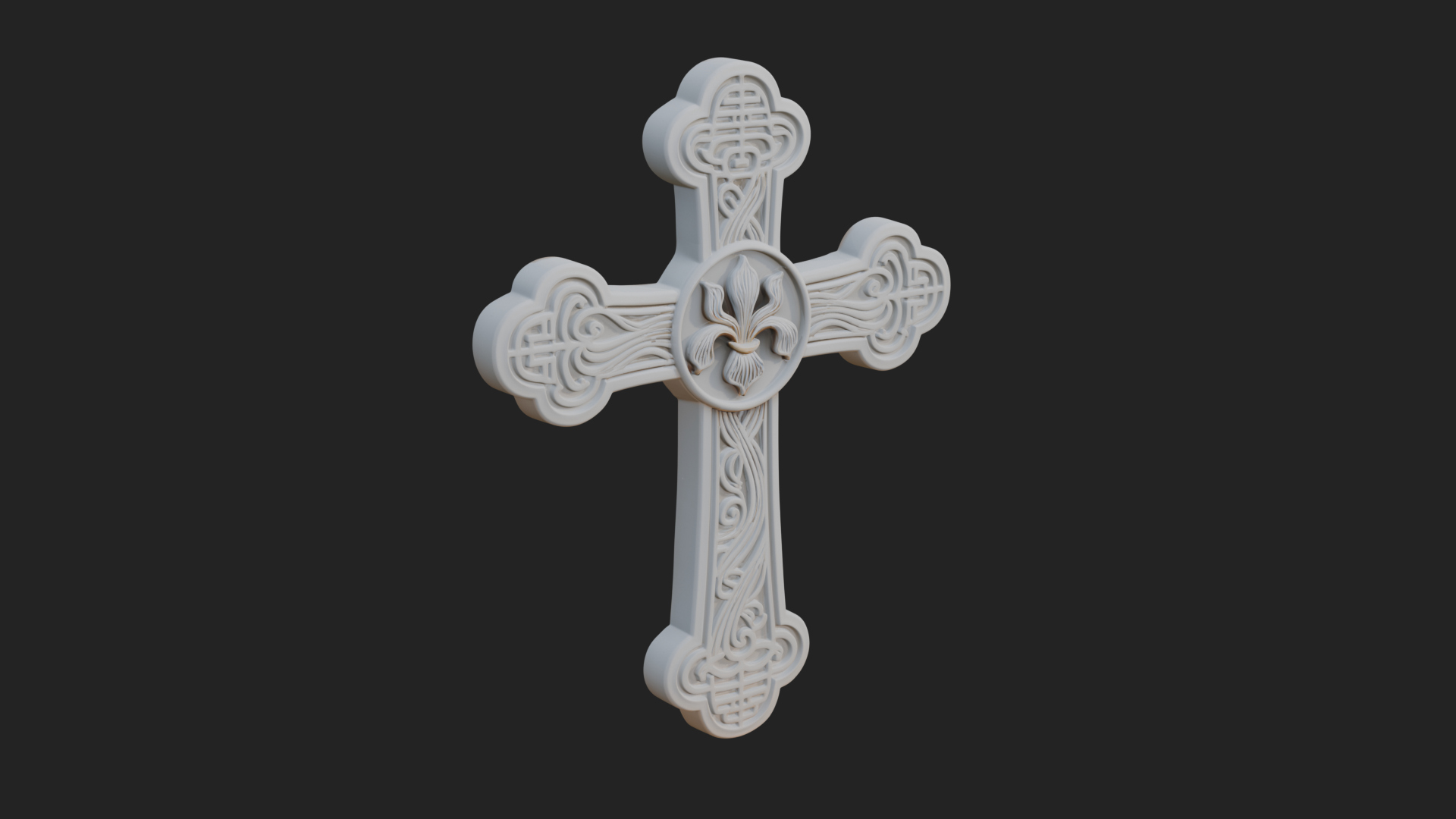 Carved Relief Wall Cross Design 275 3D Print Model 3D Model