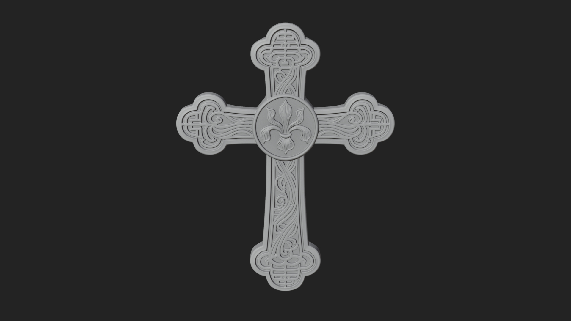 Carved Relief Wall Cross Design 275 3D Print Model 3D Model