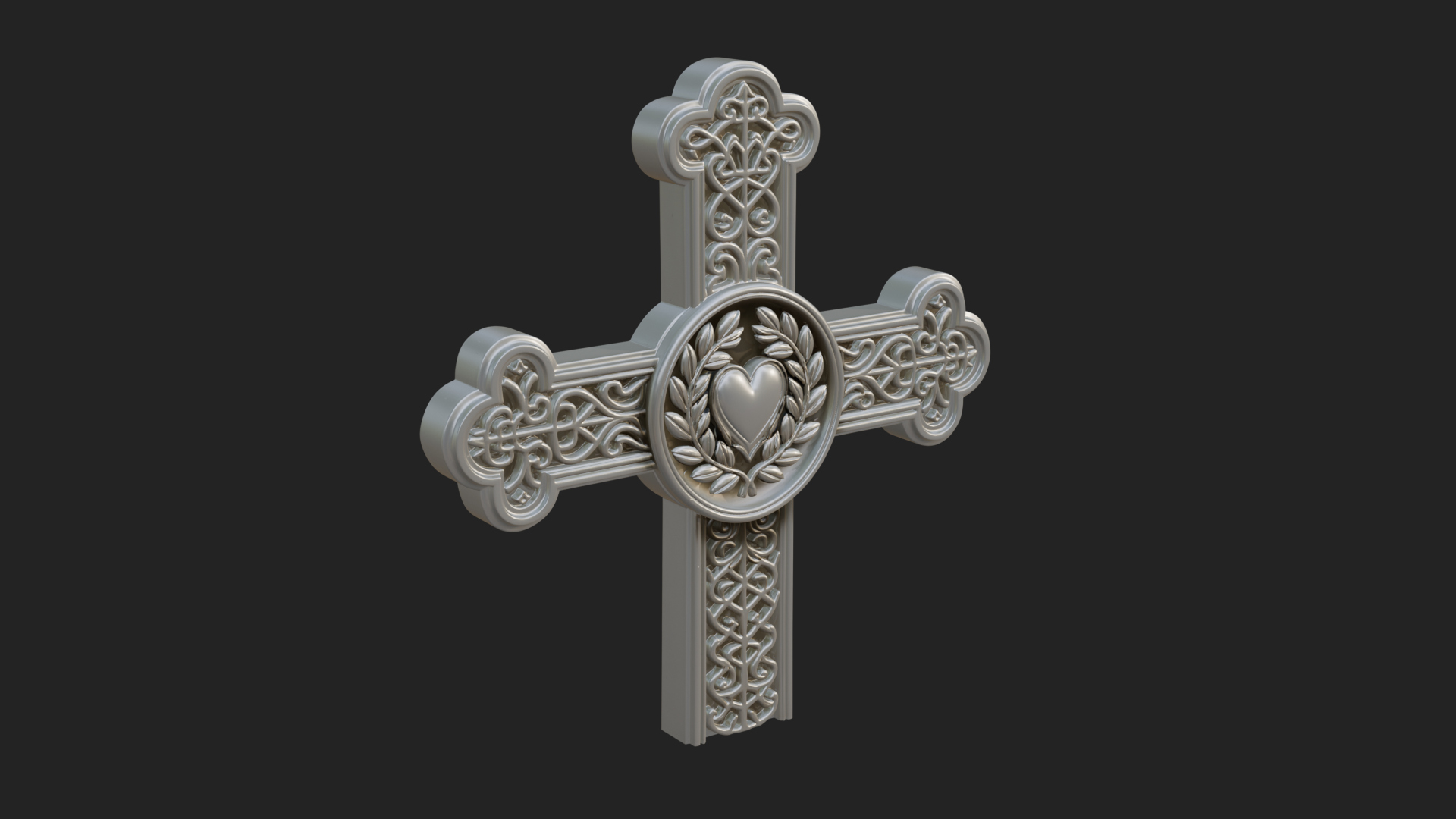 Carved Relief Wall Cross Design 279 3D Print Model 3D Model