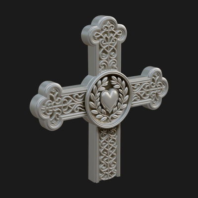 Carved Relief Wall Cross Design 279 3D Print Model
