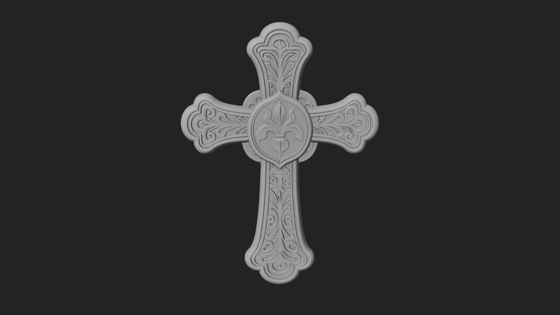 Carved Relief Wall Cross Design 281 3D Print Model 3D Model