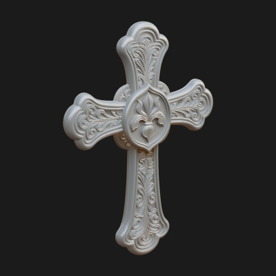 Carved Relief Wall Cross Design 281 3D Print Model