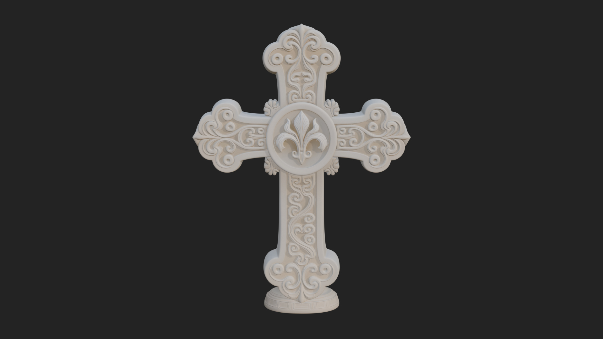 Carved Relief Wall Cross Design 282 3D Print Model 3D Model