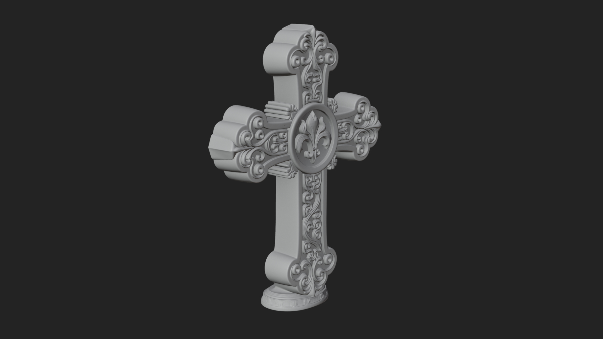 Carved Relief Wall Cross Design 282 3D Print Model 3D Model