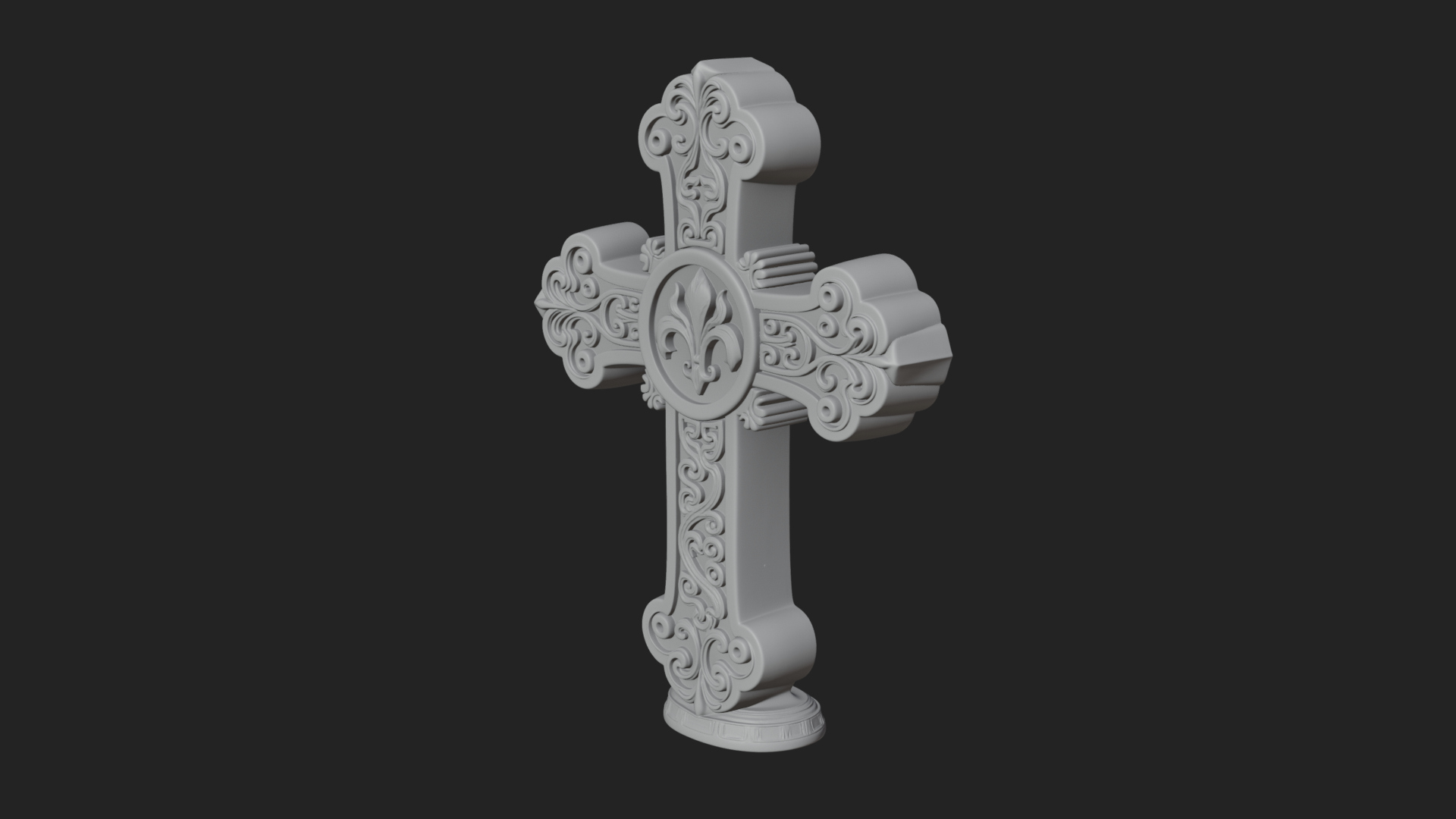Carved Relief Wall Cross Design 282 3D Print Model 3D Model