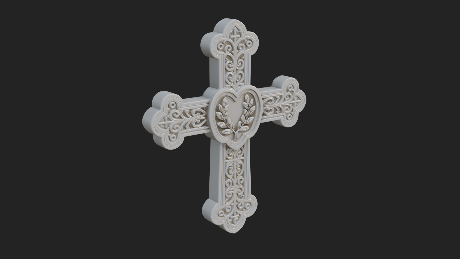 Carved Relief Wall Cross Design 283 3D Print Model 3D Model