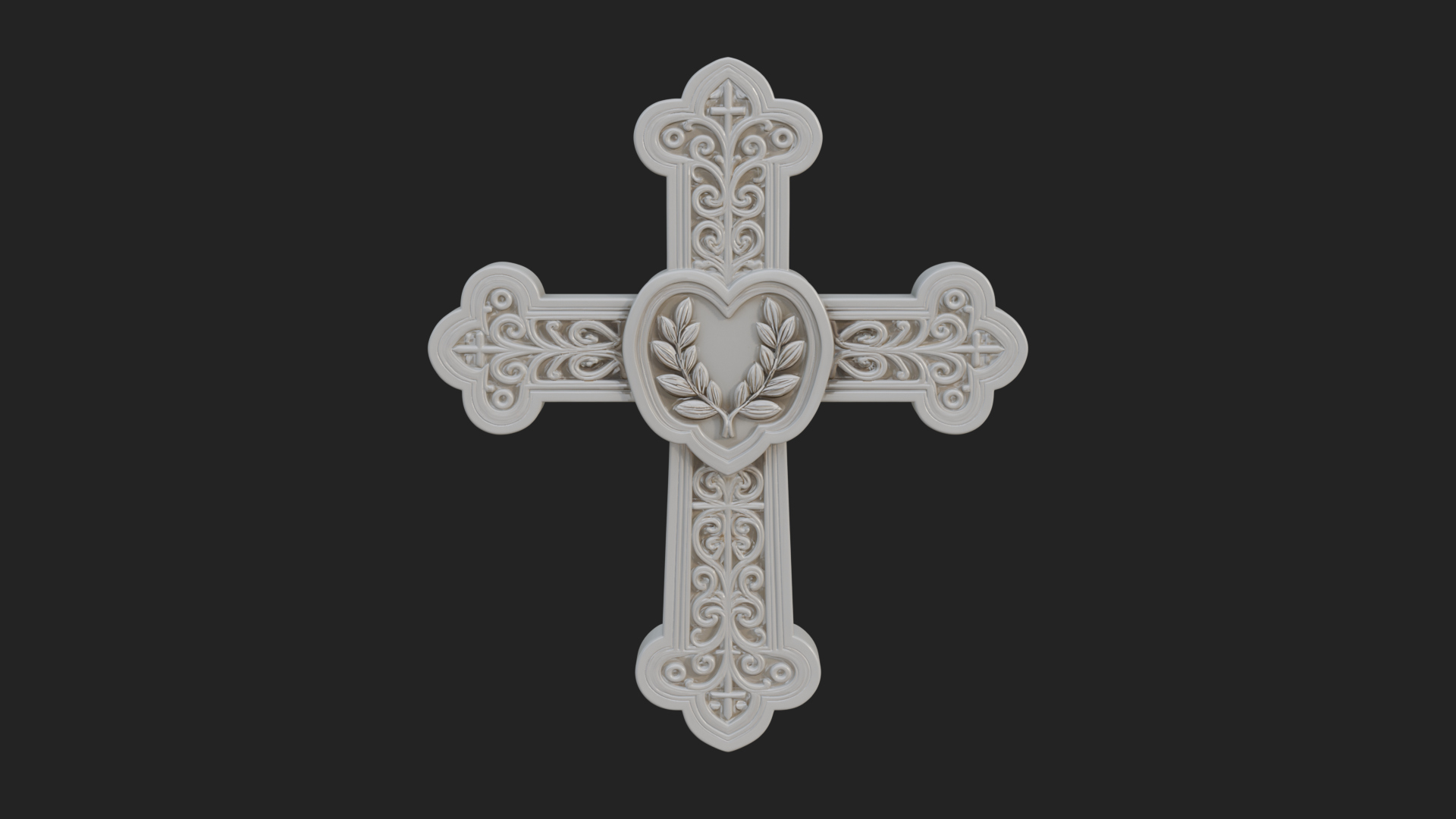Carved Relief Wall Cross Design 283 3D Print Model 3D Model