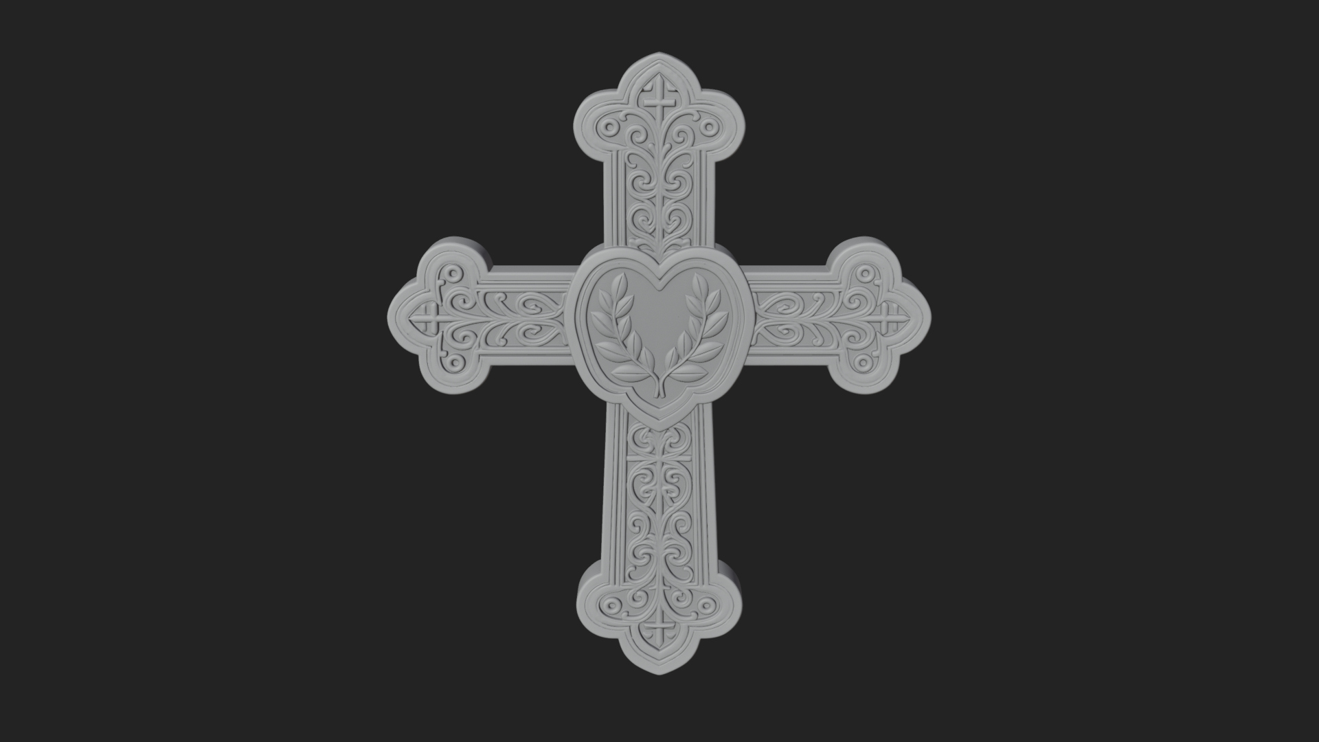 Carved Relief Wall Cross Design 283 3D Print Model 3D Model