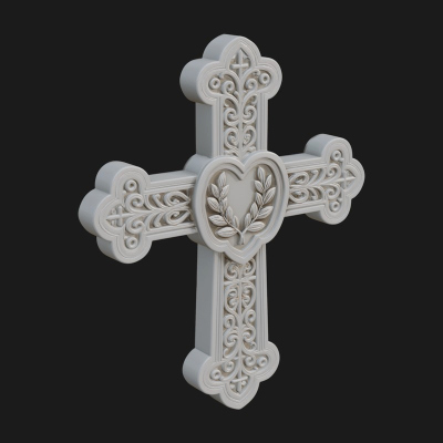 Carved Relief Wall Cross Design 283 3D Print Model