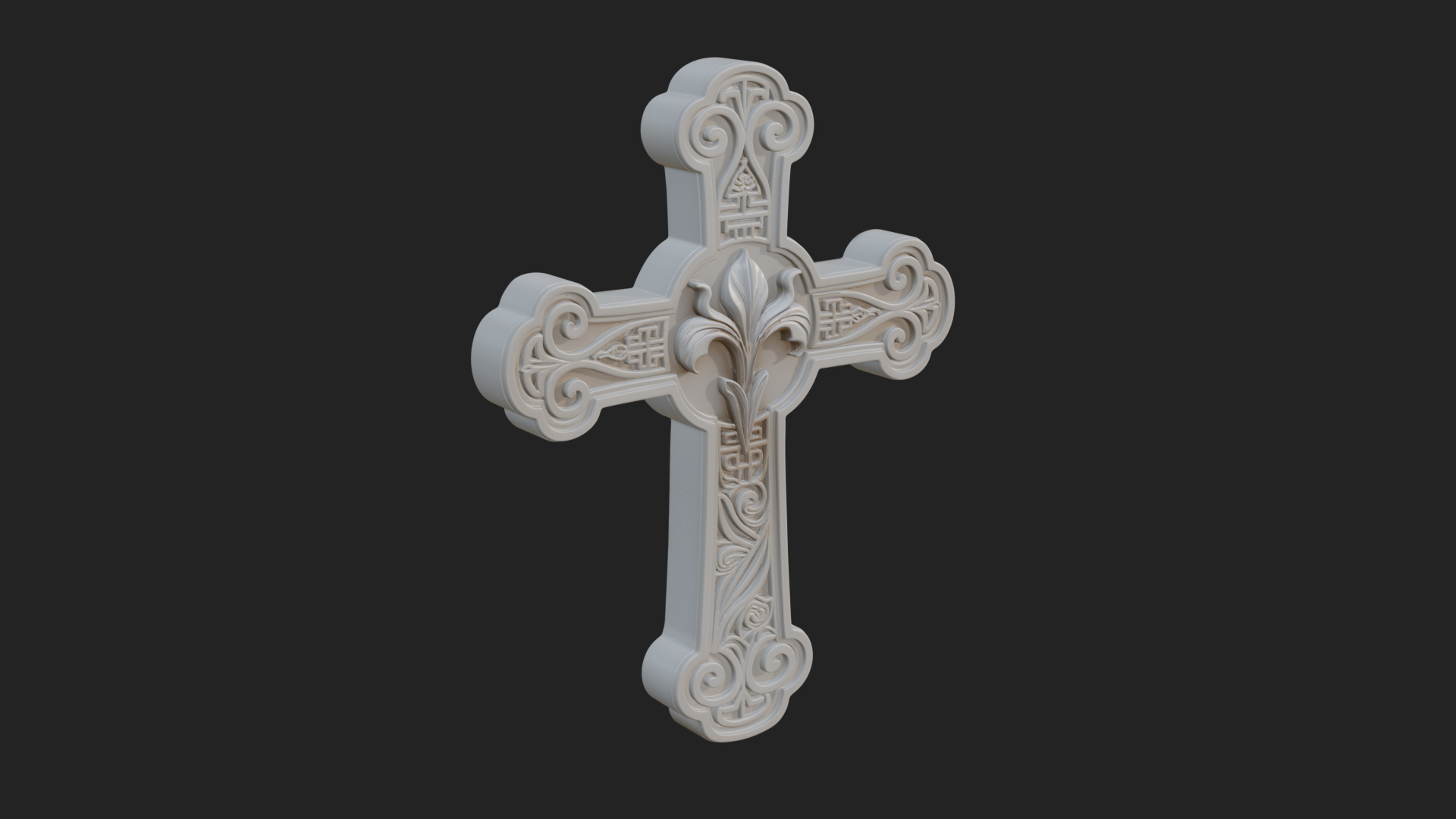 Carved Relief Wall Cross Design 284 3D Print Model 3D Model