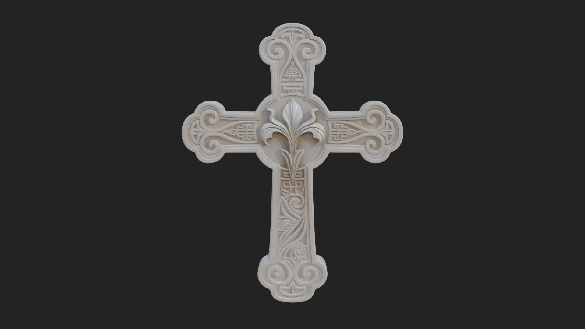 Carved Relief Wall Cross Design 284 3D Print Model 3D Model
