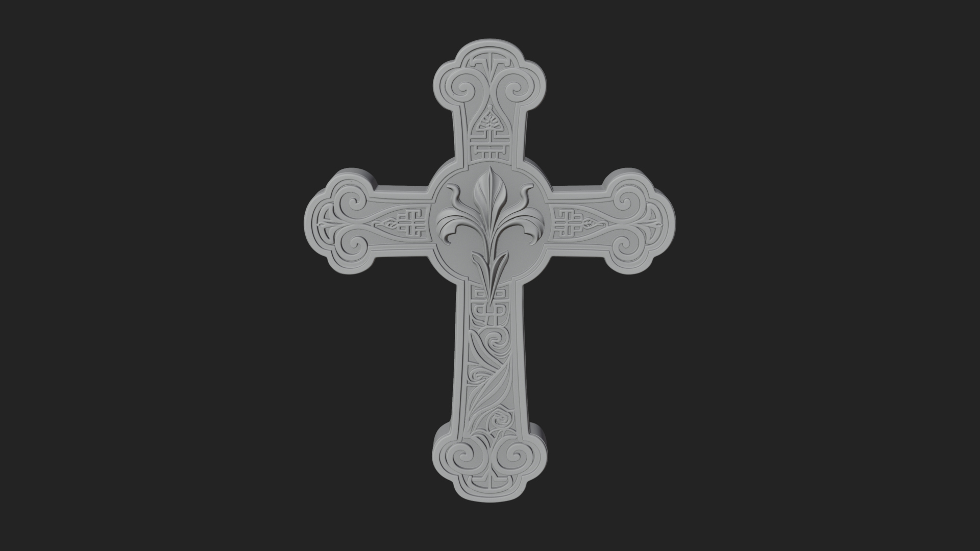 Carved Relief Wall Cross Design 284 3D Print Model 3D Model