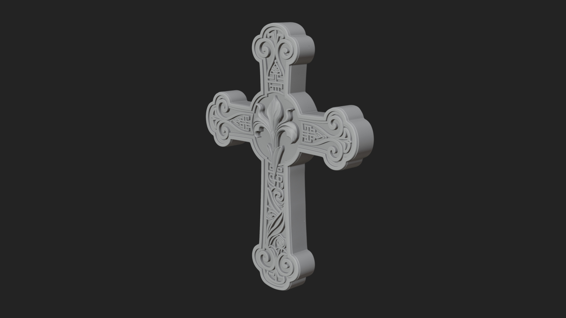 Carved Relief Wall Cross Design 284 3D Print Model 3D Model
