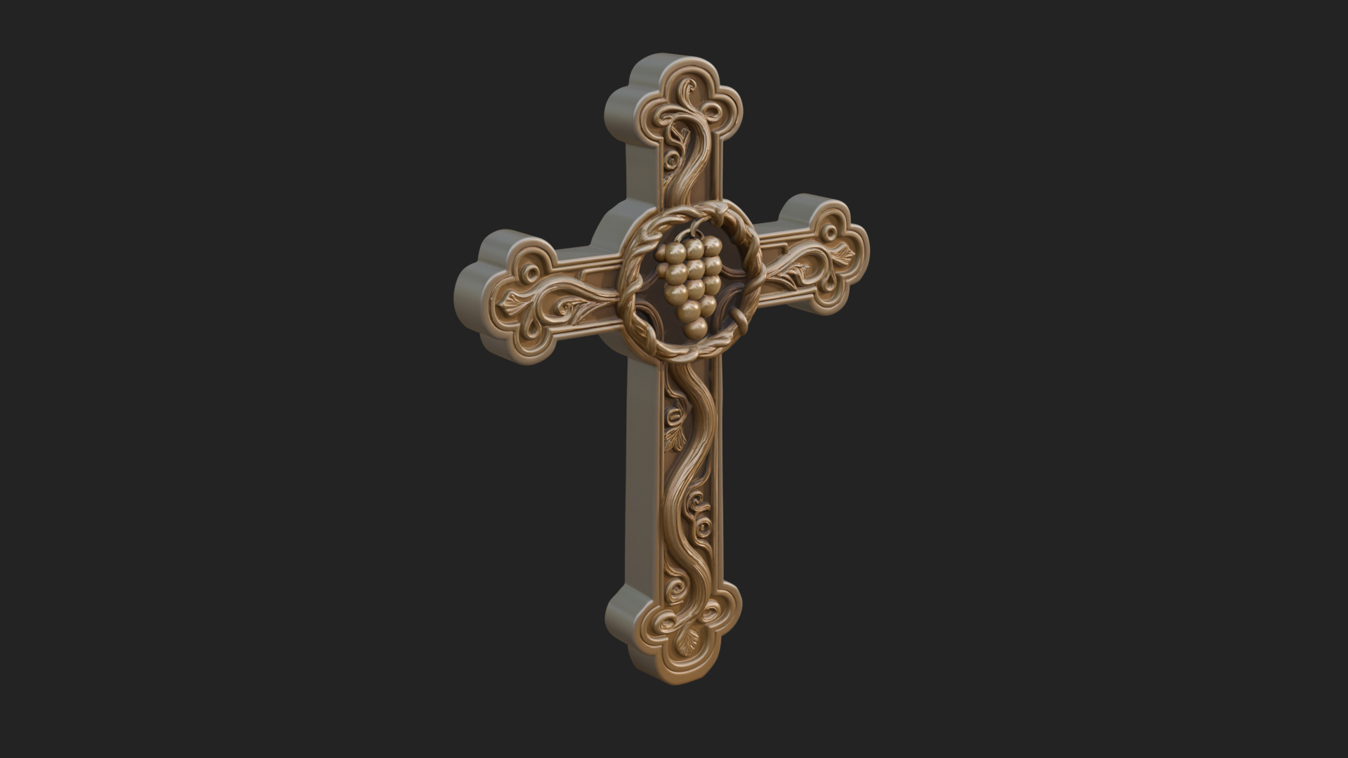 Carved Relief Wall Cross Design 285 3D Print Model 3D Model