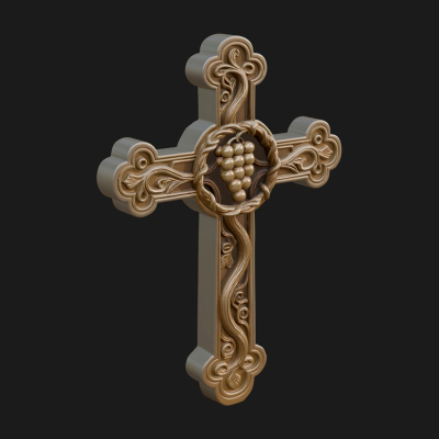 Carved Relief Wall Cross Design 285 3D Print Model