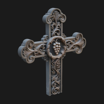 Carved Relief Wall Cross Design 286 3D Print Model