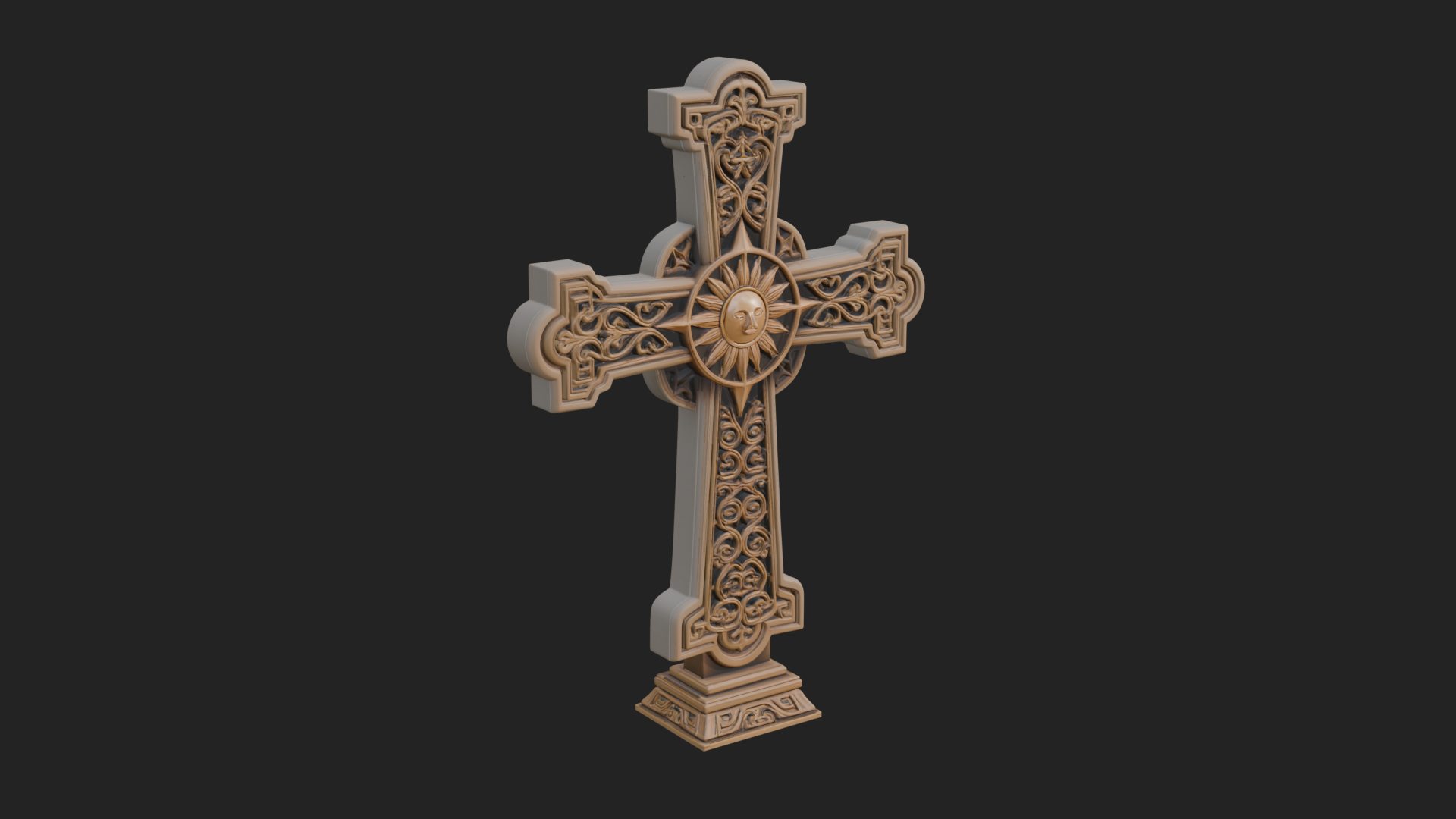Carved Relief Wall Cross Design 287 3D Print Model 3D Model