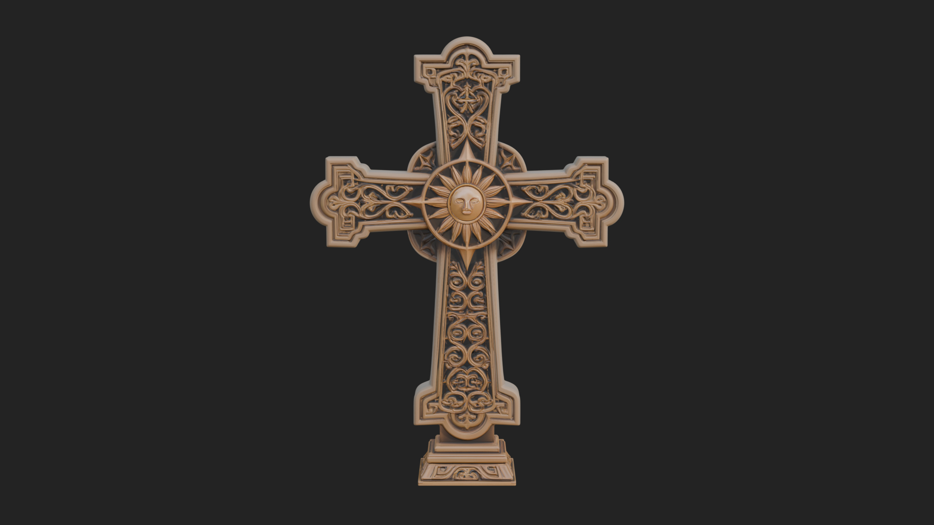 Carved Relief Wall Cross Design 287 3D Print Model 3D Model