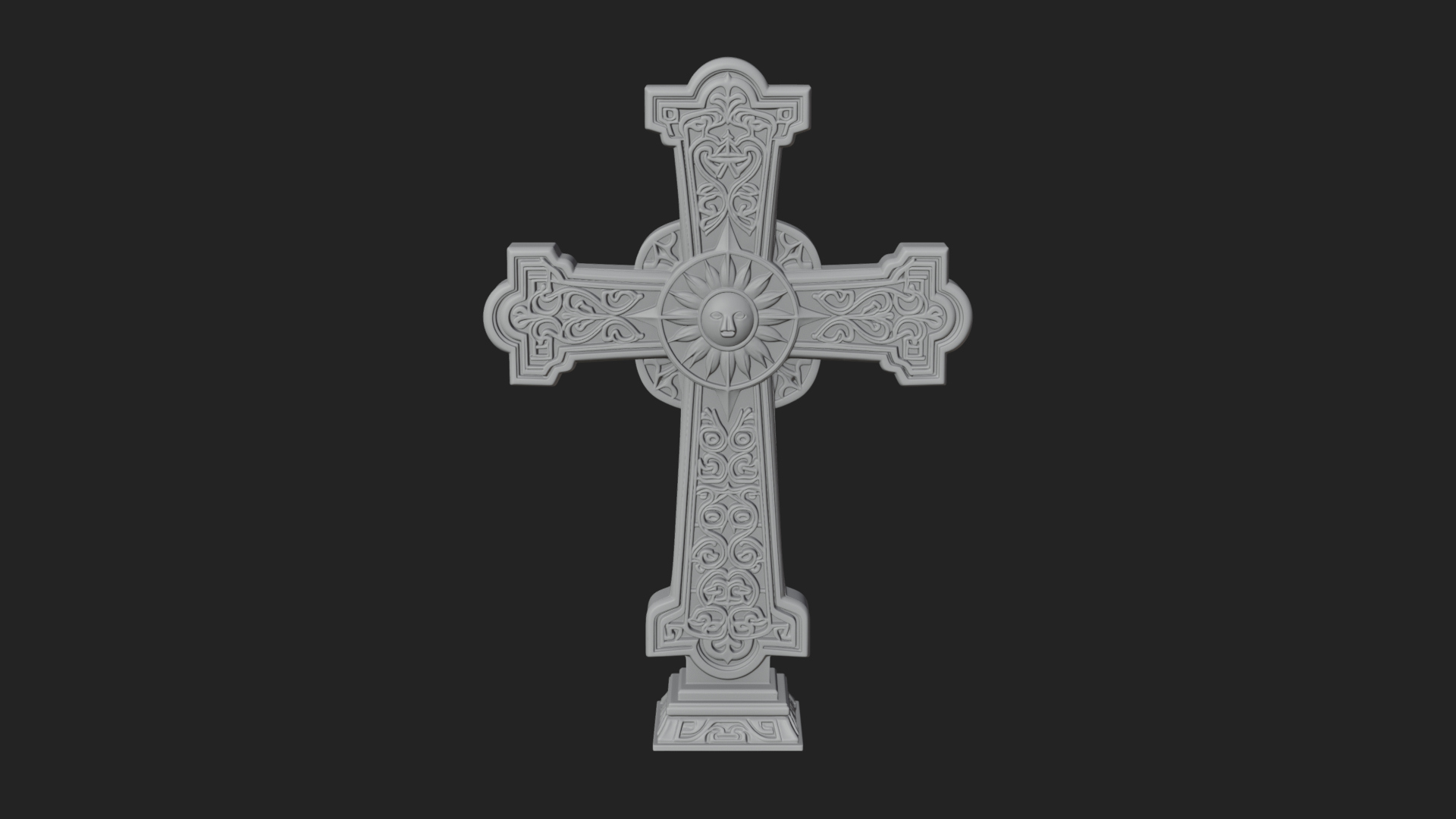 Carved Relief Wall Cross Design 287 3D Print Model 3D Model