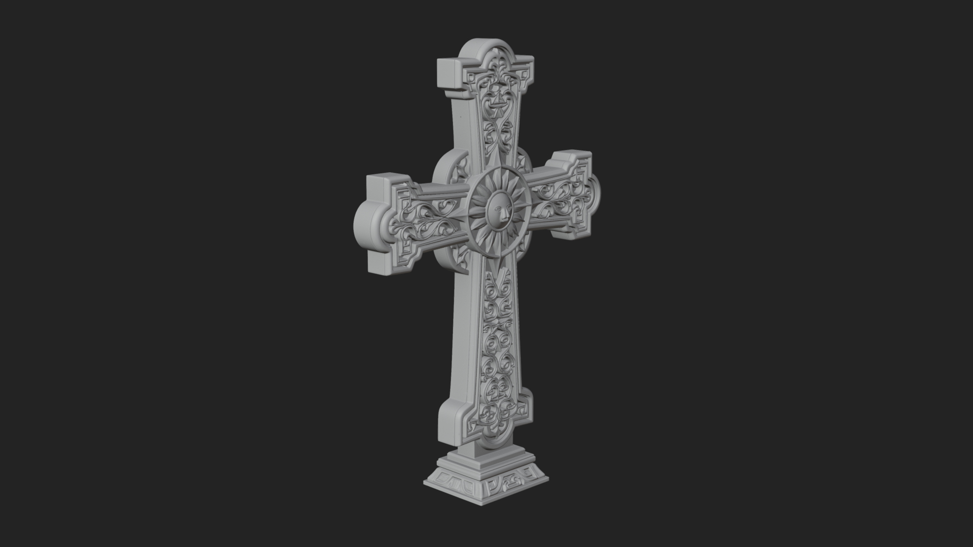 Carved Relief Wall Cross Design 287 3D Print Model 3D Model