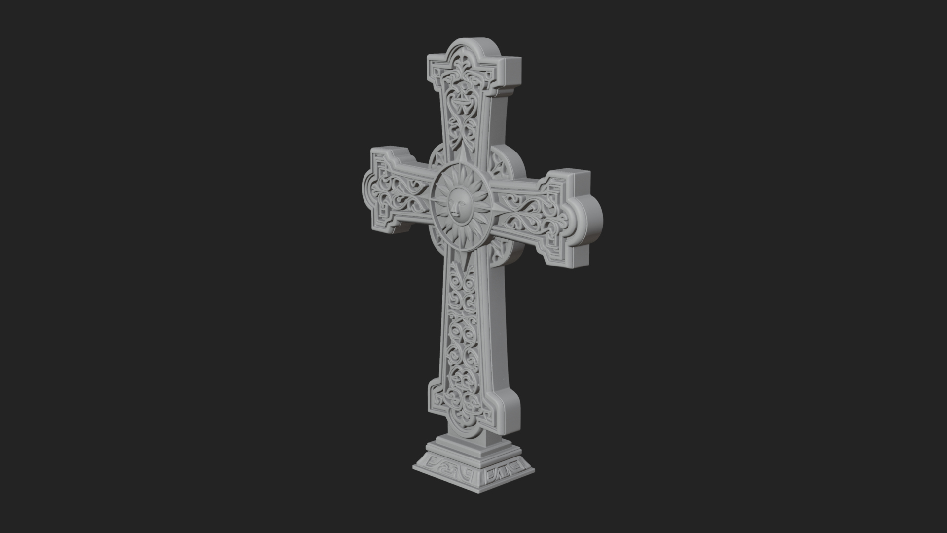 Carved Relief Wall Cross Design 287 3D Print Model 3D Model