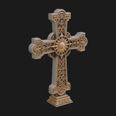 Carved Relief Wall Cross Design 287 3D Print Model
