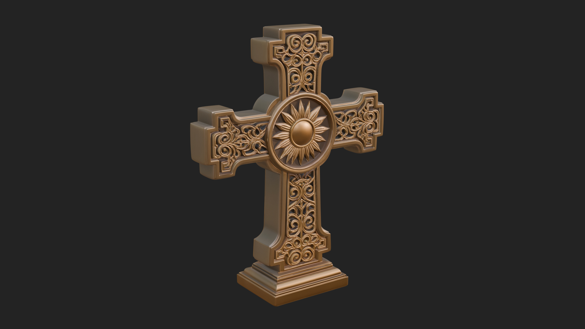 Carved Relief Wall Cross Design 289 3D Print Model 3D Model