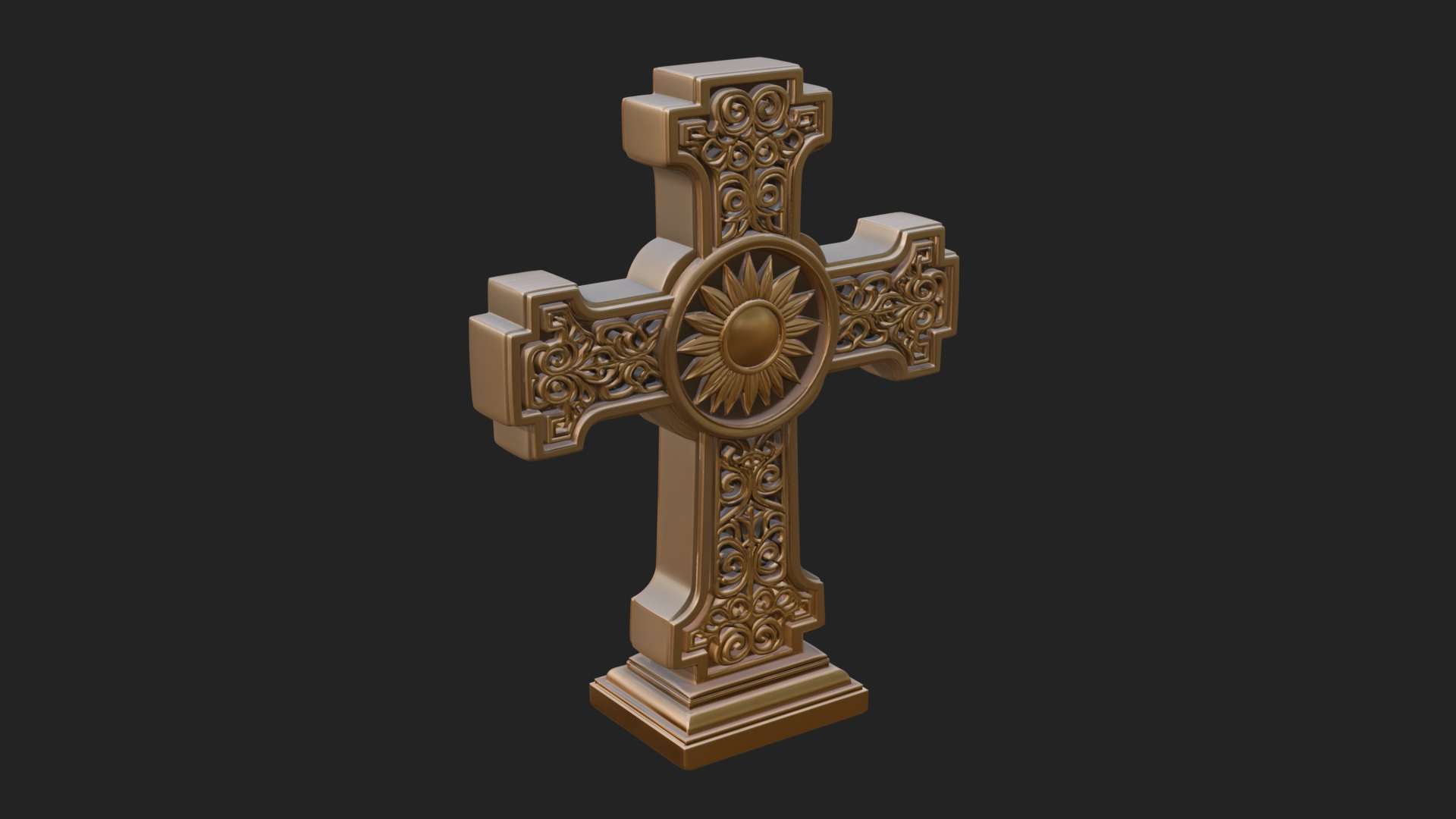 Carved Relief Wall Cross Design 289 3D Print Model 3D Model